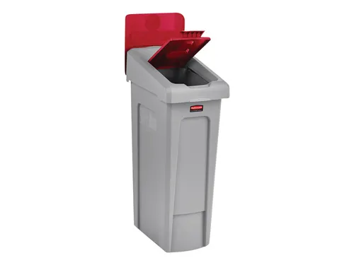 Deksel Rubbermaid Slim Jim Recyclestation gesloten rood