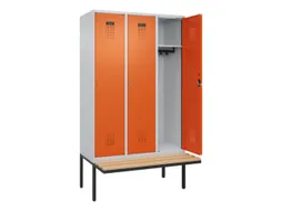 locker met bank,HxBxD 2120x1200x815mm,3vak,vak B 400mm,cilinderslot
