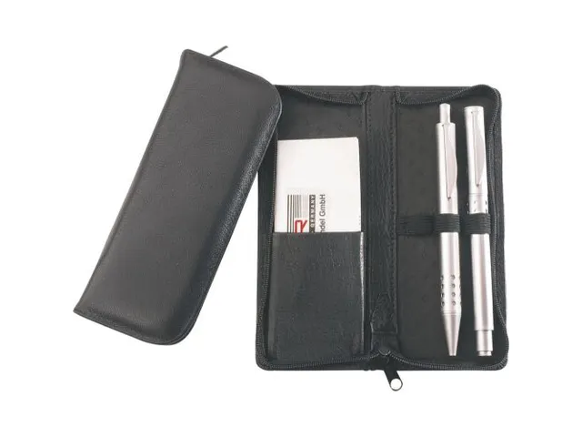 Trousse zippée 15x6,5x2 cm pour 3 pièces cuir noir