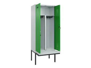 PBM-locker met bank,HxBxD 2120x800x815mm,2vak,vak B 400mm,draaigrendel - 1