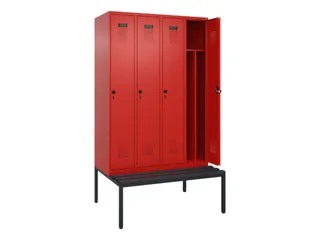 locker met bank,voor scheiding van kleding,HxBxD 2120x1200x815mm,4vak - 1