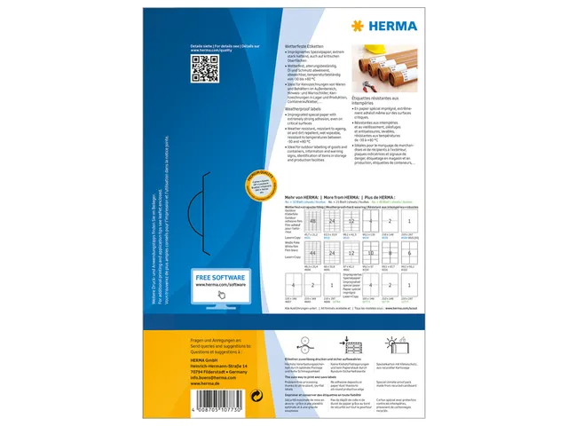 HERMA 10773 Weerbestendige etiketten A4 105x148mm Wit 320 stuks