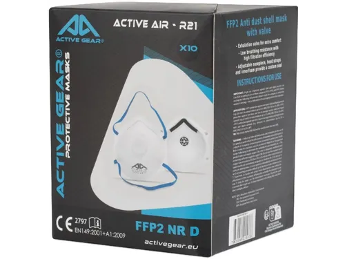 Active Gear FFP2 NR D Stofmasker met Ventiel Doos met 10 Stuks