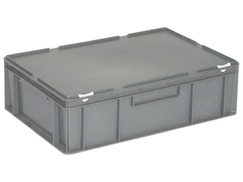 Euronorm Stapelkrat Pe Hxlxb 180X600X400Mm 33L Met Deksel Grijs