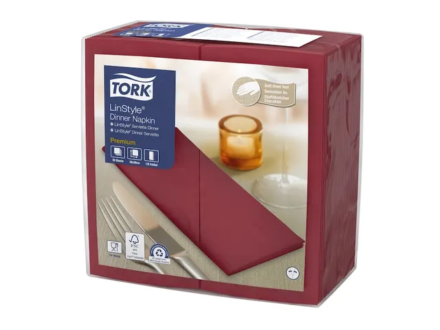 Serviette Tork 478148 Premium LinStyle Dinner Pli 1/8 Bordeaux