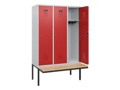 locker met bank,HxBxD 1950x1200x815mm,3vak,vak B 400mm,cilinderslot