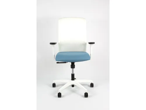 Bureaustoel EN1335 Linea Tekna White 01 l.blauw/wit met 3D armleuning