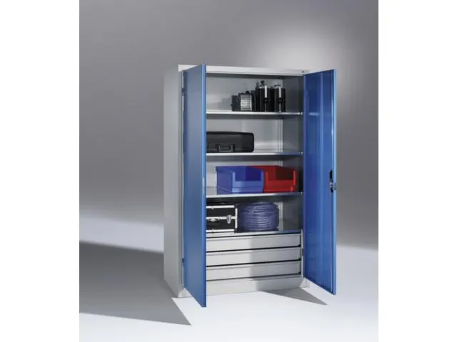 grootvolumekast met openslaande deuren,romp RAL7035,front RAL7035