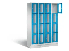 Lockerkast 1800x1190x500mm 4x4 vakken Cilinderslot, Sokkel, RAL5012