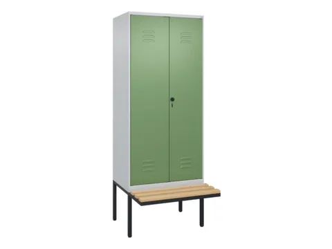 PBM-locker met bank,HxBxD 2120x800x815mm,2vak,vak B 400mm,draaigrendel