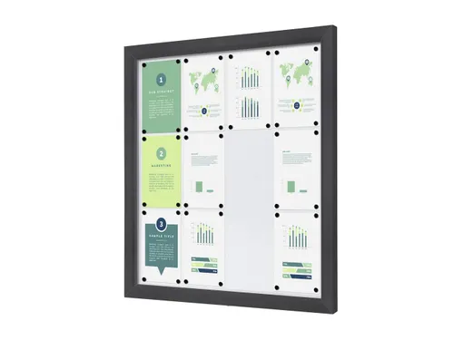 Outdoor Lockable Showcase Slim 12xA4 Antraciet