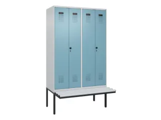 PBM-locker met bank,HxBxD 2120x1200x815mm,4vak,vak B 300mm - 2
