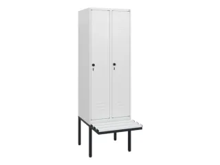 locker met bank,HxBxD 1950x600x815mm,2vak,vak B 300mm,draaigrendel - 1