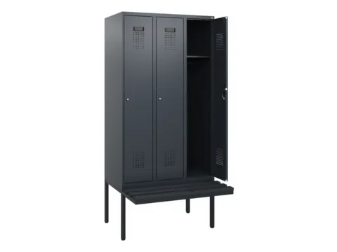 locker met bank,HxBxD 1950x900x815mm,3vak,vak B 300mm,cilinderslot