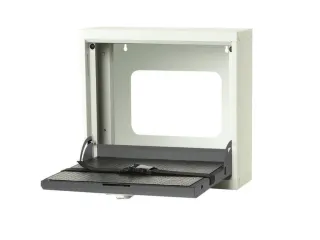 hangkast,v. laptops,HxBxD 410x500x150mm,klapdeur,slot,romp RAL7035 - 1
