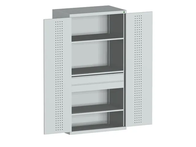 systeemkast 2000x1300x650mm 3xStalen bodem 2laden Ral7035