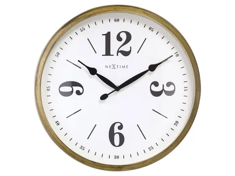 Landelijke wandklok - 39cm - Stille klok - Wit/ Goud- NeXtime "Classic