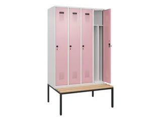 locker met bank,voor scheiding van kleding,HxBxD 2120x1200x815mm,4vak - 1