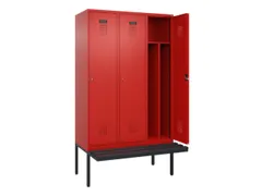 locker met bank,voor scheiding van kleding,HxBxD 2120x1200x815mm,3vak