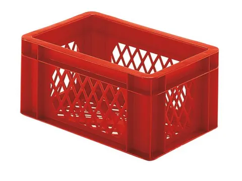 Euronorm-Stapelbak 5.5l 145x 300x 200mm Wanden/Bodem Opengewerkt Rood