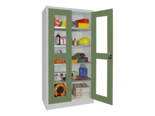 Vitrinekast Hxbxd 1950x1000x400mm Draaideuren Ral7035 Front Ral6011 - 2