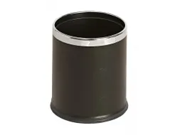 Ronde Dubbelwandige Papierbak Lederlook Zwart Chroom 10 Liter