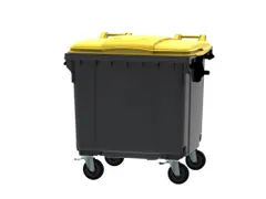 Container 1100 liter vlak deksel Grijs Geel