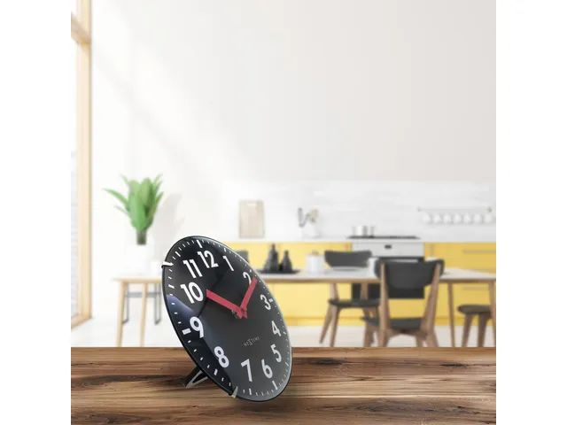 Horloge de table Nextime Duomo Mini 20 cm noir avec un verre bombé
