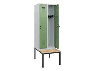 locker met bank,HxBxD 1950x600x815mm,2vak,vak B 300mm,draaigrendel - 1