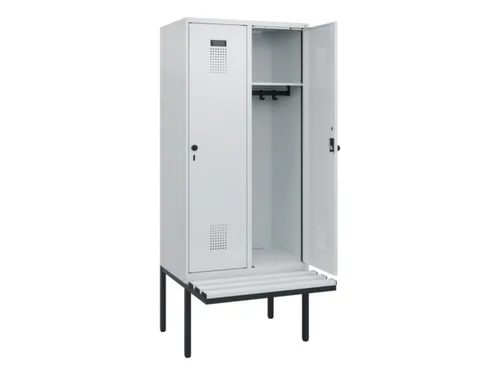 locker met bank,HxBxD 1950x800x815mm,2vak,vak B 400mm,draaigrendel