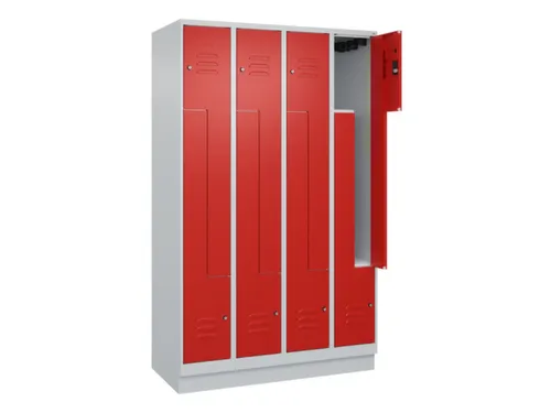 Z-garderobekast,HxBxD 1950x1200x500mm,vak B 150/300mm,cil.-slot,sokkel