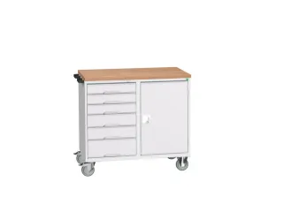 montagetafel 980x1050x600mm multiplexblad 6 laden kast front RAL7035 - 1