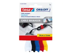 Kabelmanager tesa On & Off 12mmx20cm diverse kleuren 5 stuks
