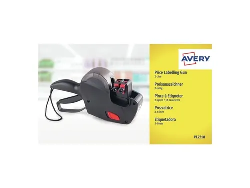 Etiketteertang Avery PL2/18 2 regels zwart
