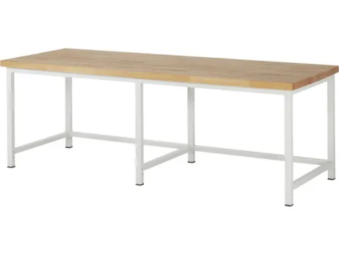 werkbank,HxBxD 840-1040x2500x900mm,beukblad,draagverm. 1250kg,RAL7035