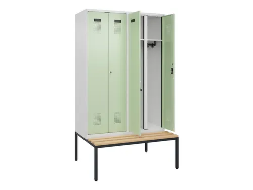 locker met bank,voor scheiding van kleding,HxBxD 2120x1200x815mm,4vak