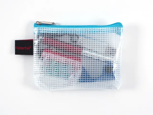 Trousse Foldersys PVC transparent A7 avec fermeture éclair turquoise