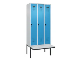 locker met bank,HxBxD 2120x900x815mm,3vak,vak B 300mm,draaigrendel - 2