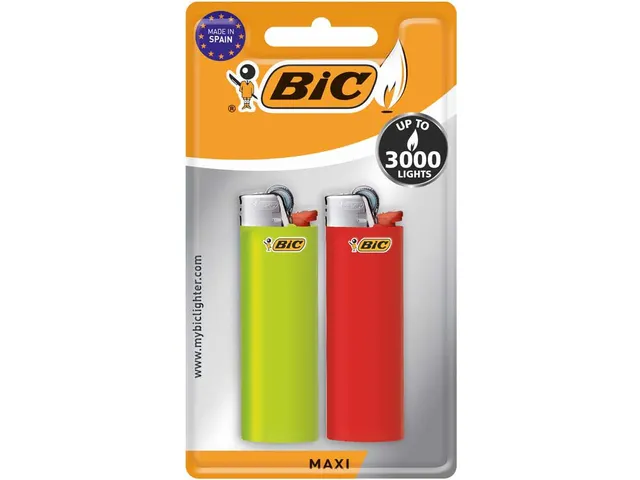 Maxi briquet à pierre, blister de 2 pièces en couleurs assorties