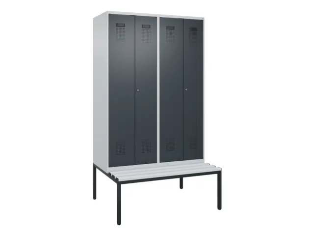 locker met bank,voor scheiding van kleding,HxBxD 2120x1200x815mm,4vak