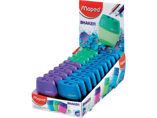 Puntenslijper Maped Shaker 2-gaats display à 20 stuks assorti