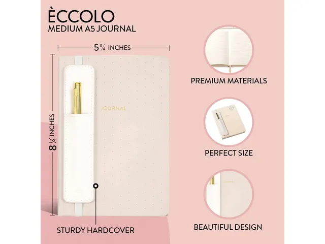 Carnet de notes avec stylo et étui ligné rose 15x20cm