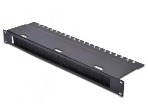 Panneau câblage 1U avec brosse Plaque support câble 480x120mm Noir
