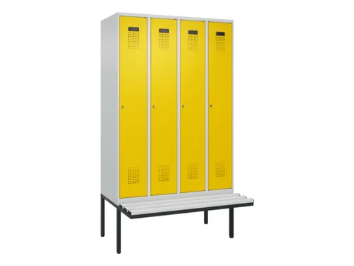 locker met bank,voor scheiding van kleding,HxBxD 2120x1200x815mm,4vak