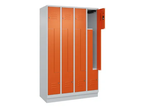 Z-garderobekast,HxBxD 1950x1200x500mm,vak B 150/300mm,cil.-slot,sokkel