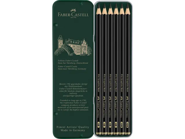 Crayon graphite Faber-Castell Pitt Mat Etui à 6 pièces