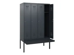 locker met bank,HxBxD 1950x1200x815mm,4vak,vak B 300mm,cilinderslot