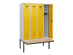 locker met bank,HxBxD 1950x1200x815mm,4vak,vak B 300mm,cilinderslot