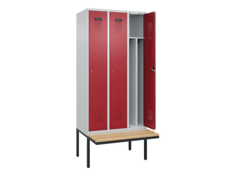 locker met bank,voor scheiding van kleding,HxBxD 2120x900x815mm,3vak