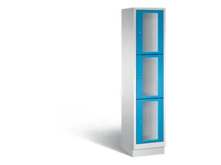 Lockerkast 1800x420x500mm 1x3 vakken Cilinderslot, Sokkel, RAL5012 - 2